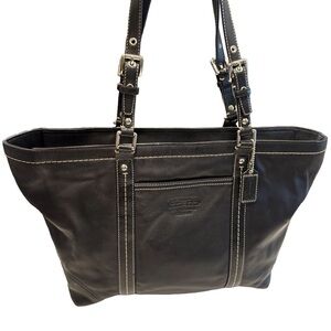 COACH Y2K Large East West Black Leather Shoulder Tote Bag Excellent
